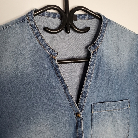 Denim button down short sleeve shirt 40 - Picture 3 of 7